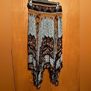 Free people asymmetrical cotton boho skirt turquoise brown medium m